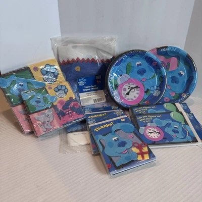 Blues Clues Partyware Invita Agradecimiento Platos Servilletas Mantel Lote De 9 De Colección 2000 Foto 1 de 4