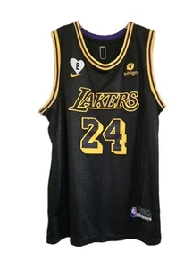 Kobe Bryant Lakers #24 Black Mamba Swingman Heart Bibigo Jersey SZ 54 - Picture 1 of 8