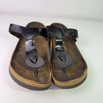 BIRKENSTOCK Women Size 39 Black Gizeh Buckle Thong Flip Flop Leather US Size 8 - Image 1 of 4