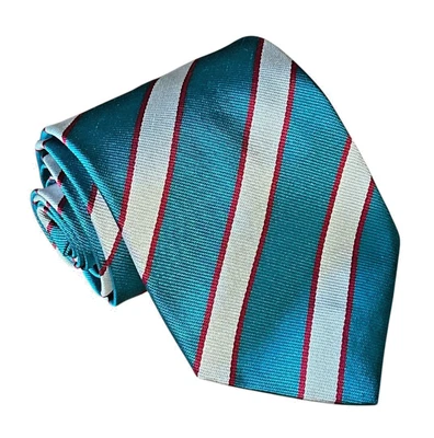 Corbata Ben Plateada Cuello Para Hombre Azul Blanco Rojo Rayas Repp Seda Charleston Londres Reino Unido Foto 1 de 4