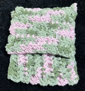 Handmade Crocheted Washcloths Dishcloths Set Pink Grey 100% Cotton Mom Kid 6"x6" - Picture 1 of 6