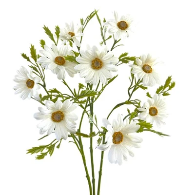 Kunstblume Margeritenzweig 3er Set, 45cm, Künstliche Magerite Creme-Weiß 3 Stück - Bild 1 von 4