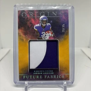 2023 Panini Origins - Future Fabrics Jordan Addison #FF-JA Gold /25 (MEM, RC) - Picture 1 of 2