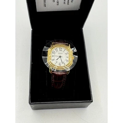 Ecclissi Women's Gold Tone Square Face Brown Leather Band Watch New in Box - Image 1 of 4