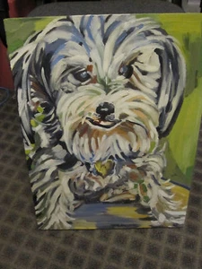 white terrier shitz zuh dog modern painting original ar - Picture 1 of 1