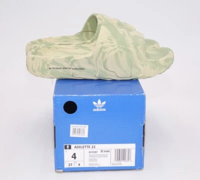 Size 4 -  adidas Adilette 22 GY1597 (GS) Magic Lime/Desert Sand - Image 1 of 4