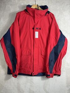 Helly Hensen Men’s Rain Jacket XL Red With Peaked Hood. Full Zip