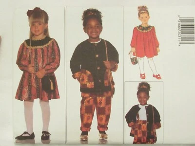 BUTTERICK 3707 Toddlers Jacket Top Pants Dress Purse & Ponytail PATTERN 2-3-4 UC - Image 1 of 3