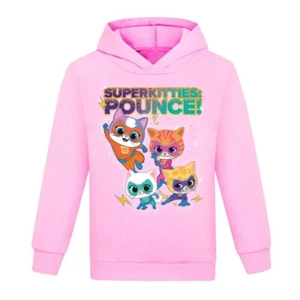 Superkitties 3-10 year old girls' hoodie and boys' pullover hoodie top - Picture 1 of 20
