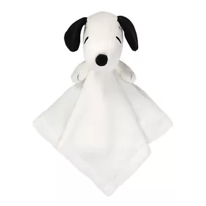 Lambs & Ivy Peanuts Snoopy Lovey White/Black Plush Security Blanket - Picture 1 of 4