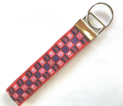 BOSTON RED SOX Key Chain, Ribbon Wristlet, key Fob, Red and Blue, Free Ship MLB Cover