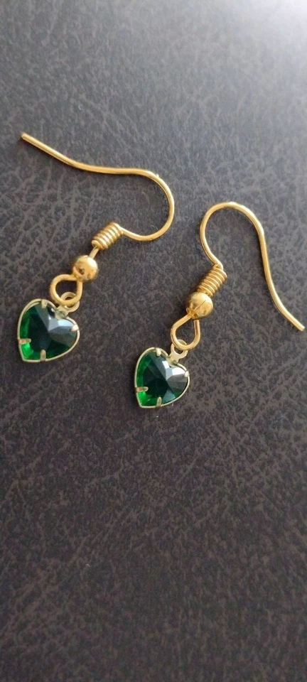 Drop Earrings with simulated Emerald Gemstone  - Image 1 of 1