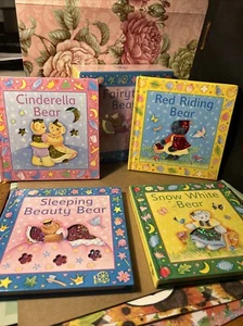 Fairytale Bears Cinderella Sleeping & Snow White Shinny Glitter Rare Set Books - Picture 1 of 16