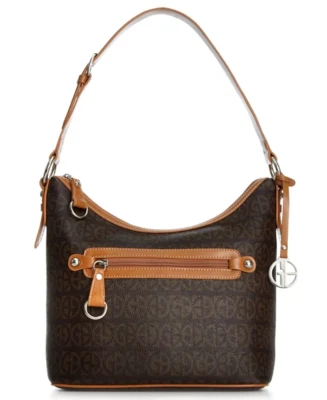 Bolso de Hombro Hobo Giani Bernini Block Signature Marrón Plata Foto 1 de 4