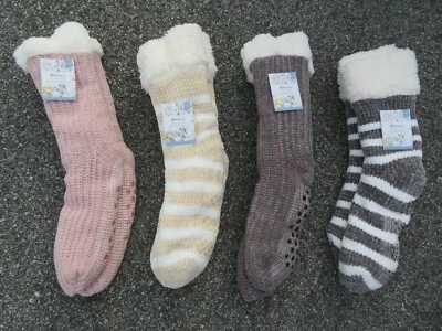 (4) Pares de botines de chenilla para mujer rosa gris amarillo marrón talla L/XL 8-10 Foto 1 de 4