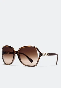 Occhiali da sole tartaruga scura quadrati nuovi con etichette Coach Kissing C L948 HC8145 + custodia $193 - Foto 1 di 1