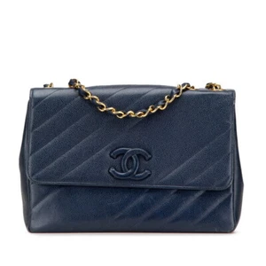 CHANEL COCO Mark Gold Metal Bias Stitch Chain Shoulder Bag Women 【Used】 - Picture 1 of 13