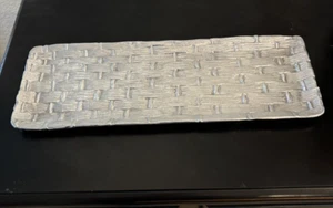 Mariposa Basket Weave Rectangular Metal Tray 15.5” - Picture 1 of 9