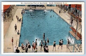 1932 SCHWIMMBAD SPORTLAND NORTH WILDWOOD NEW JERSEY NJ POSTKARTE - Bild 1 von 2