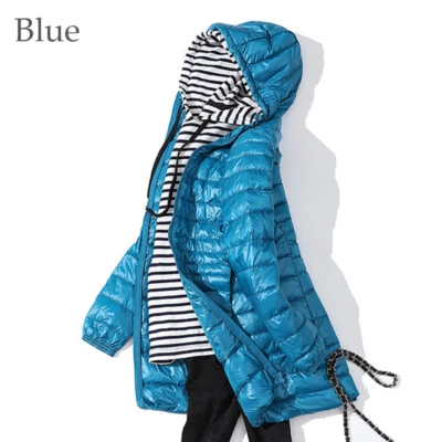 Winter Women Packable Ultralight Long Down Hooded Jacket Puffer Parka Coats - Image 1 of 4