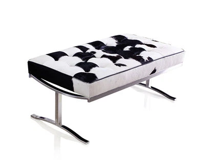 Hermoso Bauhaus Cuero Banco Alto Brillo Pol. Acero Inox. Cuero O Piel de Vaca - Imagen 1 de 4