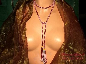 ANTIQUE ART DECO RED WHITE SAUTOIR CZECH GLASS BEADS TASSEL FLAPPER NECKLACE - Picture 1 of 5