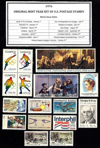 1976 ORIGINAL YEAR SET OF MINT NH (MNH) VINTAGE U.S. POSTAGE STAMPS | eBay