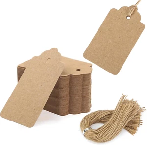 VGOODALL 150PCS Kraft Paper Tags with Strings, Small Gift Tags Brown Hanging Lab - Picture 1 of 12
