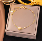 Silver Gold Heart Ball Link Chain Stainless Steel Gift Anklet Lobster Clasp PE14