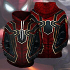 Iron Spiderman Superhero 3D Print Hoodie Sweatshirt Hooded Jacket Coat Tops Gift