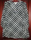 Dressbarn Woman Plus 2X Shirt Blouse Top Black White Plaid Checkered Keyhole