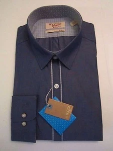 NEW PENGUIN MUNSINGWEAR INK BLUE MEN DRESS SHIRT 16.5 LONG SLEEVE 36/37 slim - Picture 1 of 7
