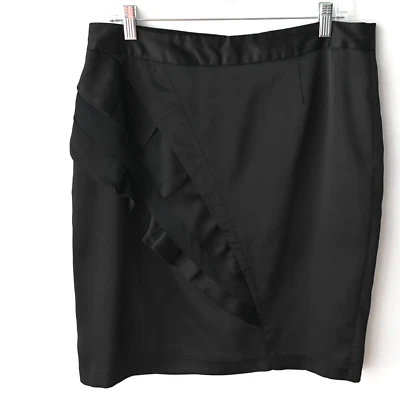 Apt. 9 Black Satin Skirt with Ruffles - Size 10 - Image 1 of 4