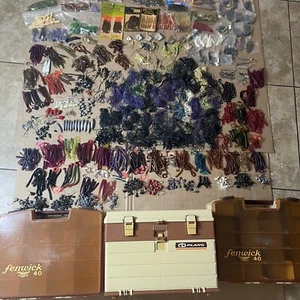 Vintage Fishing Lot 3 Tackle Boxes Jig Heads Spoons 100s Of Pcs Plano Fenwick - Picture 1 of 22