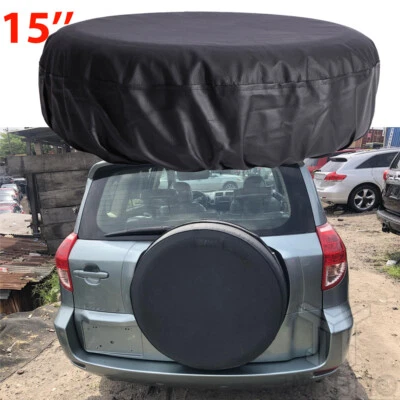 Cubierta de rueda de neumático de repuesto de 15" negro puro resistente para Toyota RAV4 2005-2024 Foto 1 de 4