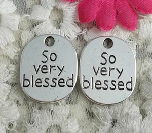 Free Ship 31 pcs Antique silver so very blessed charms 22x18mm H-4029 - Picture 1 of 4