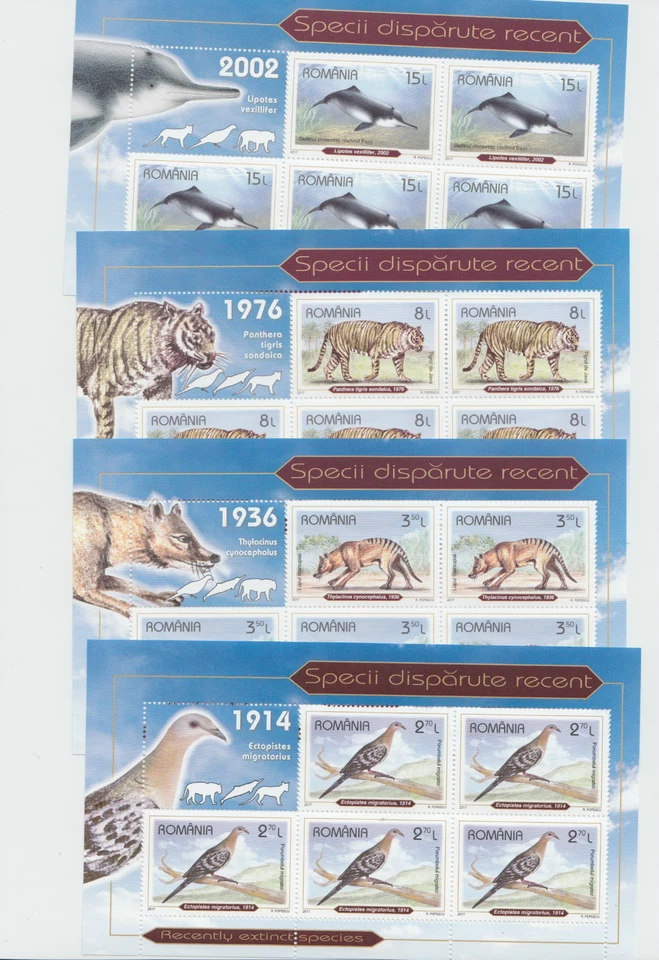 SELLOS DE RUMANIA 2017 Animales extintos aves tigre delfín especies hojas MNH POST Foto 1 de 1