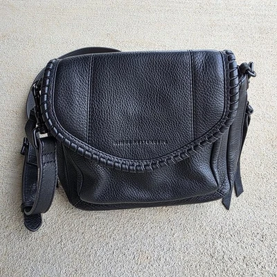 Aimee Kestenberg Black Leather Crossbody Bag Whipstitch Flap All For Love Adjust - Image 1 of 4