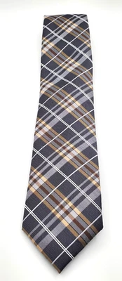 Platinum Designs-Lavable a Máquina-Poliéster-A Cuadros Gris Plata Bronce-Corbata Clásica Foto 1 de 4