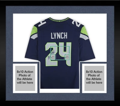 Framed Marshawn Lynch Seattle Seahawks Autographed Nike Navy Game Jersey - Image 1 of 4