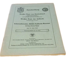 Ausschreibung 1962 Großer Preis von Deutschland Motorräder m.+o. Seitenwagen - Bild 1 von 1