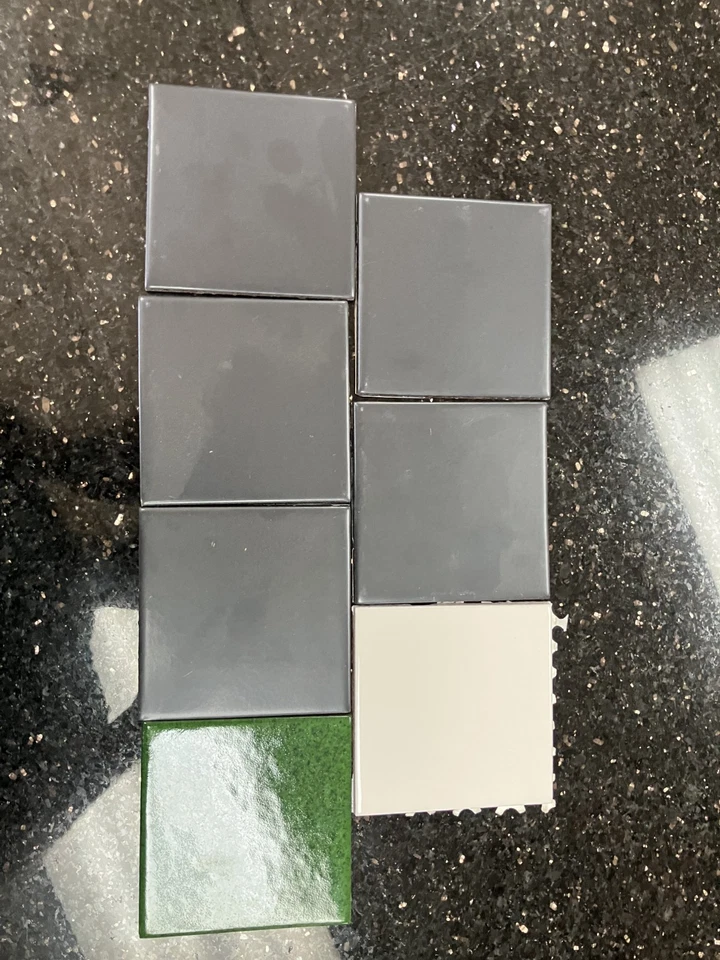 5 Black Matte Ceramic Tile, 1 Cucumber Green Ceramic Tile and 1 Cream White Tile - Image 1 of 1