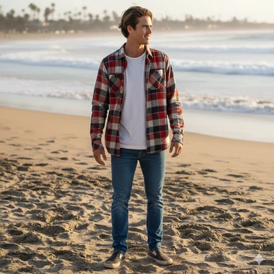 Camisa de franela oxidada con botones - Talla grande Foto 1 de 4