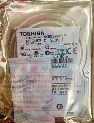 Toshiba MK5059GSXP 500GB 8MB 2.5" SATA 3.0Gb/s 5400RPM Laptop Hard Drive HDD New - Image 1 of 2