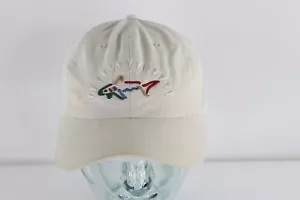Vintage 90s Greg Norman Distressed Shark Golf Golfing Leather Strapback Hat Cap - Picture 1 of 12