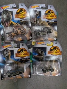 Hot Wheels Jurassic World Character Cars Set of 4 Diecast Vehicles from GRM80 - Picture 1 of 1