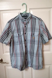 Carhartt Hemd Herren Gr. Large Loose Fit Blau Kariert Kurzarm Freizeit 105175 H51 - Bild 1 von 8