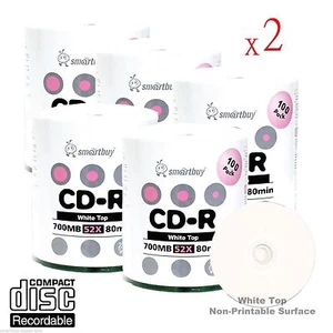 1000-Pack SmartBuy Grade A+ Blank CD-R 52X 700MB/80Min White Top Recordable Disc - Afbeelding 1 van 4