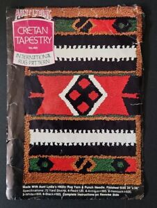 Aunt Lydia's Cretan Tapestry Yarn Rug 24" x 36" Stamped Burlap Rug Pattern #404