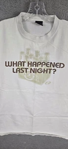 VTG Anchor Blue T Shirt Mens XL Beer What Happened Last Night 90s Y2K White - Picture 1 of 9